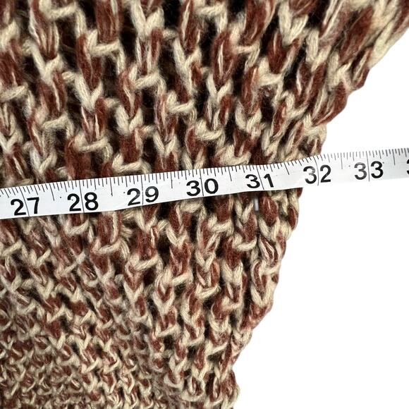 Willow & Clay Poncho M Brown Open Crochet Knit Fringe Oversized Boho Chunky Cozy - Picture 9 of 14